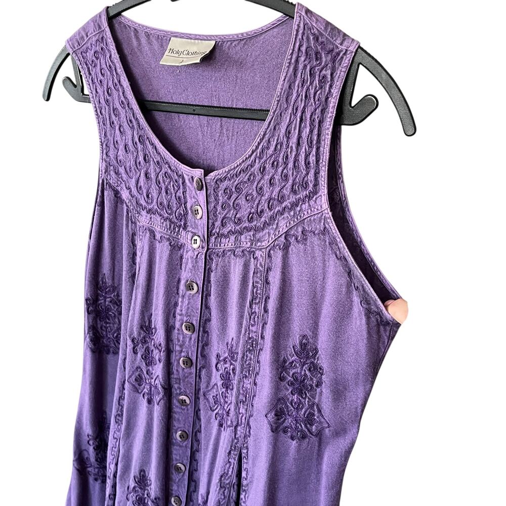Holy Clothing Purple Boho Chic Peasant Sundress Size Large - Picture 3 of 9